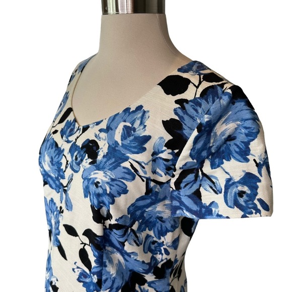 Talbots Dress Womens Floral Short Sleeve Knee Length Spring Summer White 10P - Picture 8 of 11